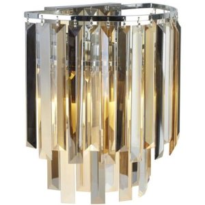 SEARCHLIGHT CLARISSA 2LT WALL LIGHT - CHROME & GLASS PRISMS