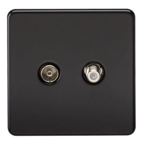 KNIGHTSBRIDGE SCREWLESS TV & SAT TV OUTLET (ISOLATED) - MATT BLACK