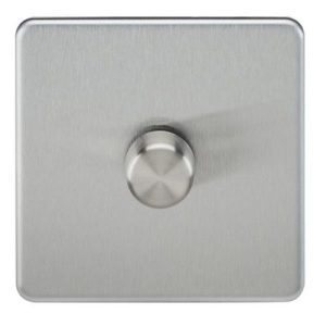 KNIGHTSBRIDGE SCREWLESS 1G 2-WAY 10-200W (5-150W LED) TRAILING EDGE DIMMER - BRUSHED CHROME