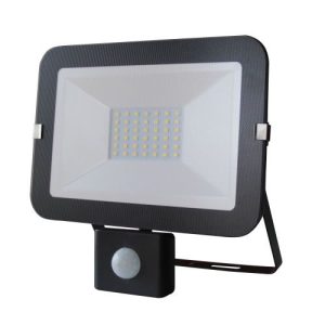 SPECTRUM LED 30W PIR FLOOD LIGHT BLACK 4K COOL WHITE LUX2