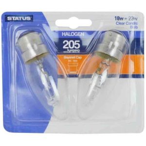 STATUS SC18BC 18W=23W BC HALOGEN CANDLE PK2