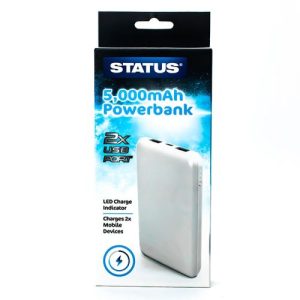 STATUS POWERBANK - 5000 MAH - 2 USB PORTS - WHITE - STATUS