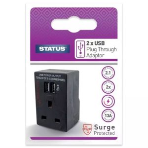 STATUS 2 USB SURGE PLUG THROUGH ADAPTOR