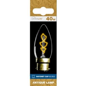 STATUS ANT FIL Z SHAPE CANDLE 40W BC G/TINT
