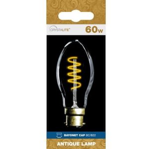 STATUS ANTIQUE FILAMENT ELLIPTICAL BC 60W SPIRAL GOLD TINT