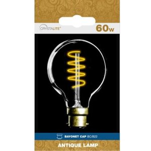 STATUS ANT FIL G80 GLOBE 60W BC G/TINT SPIRAL
