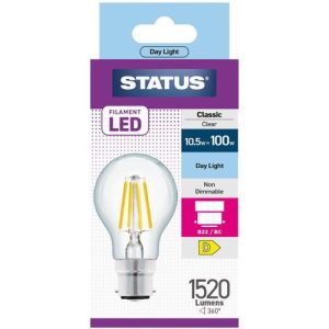 STATUS LED FILAMENT GLS 11W=100W BC CLEAR DAYLIGHT