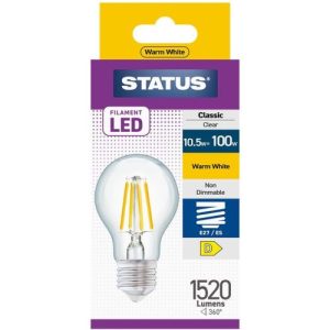 STATUS LED FILAMENT GLS 10.5W=100W ES CLEAR W/W