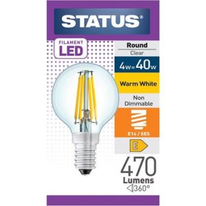 STATUS LED FILAMENT GOLFBALL 4.5W=40W SES CLEAR W/W