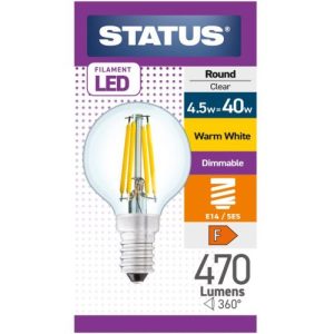STATUS LED FILAMENT GOLFBALL 4.5W=40W SES DIMMABLE CLEAR WARM WHITE