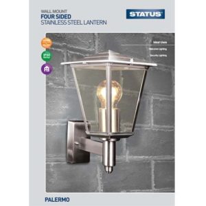 STATUS PALERMO STAINLESS STEEL 4 SIDED LANTERN E27