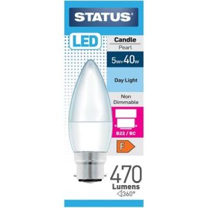 STATUS LED CANDLE 5W=470L=40W BC PEARL D/L