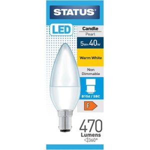STATUS LED CANDLE 5W=470L=40W SBC OPAL W/W