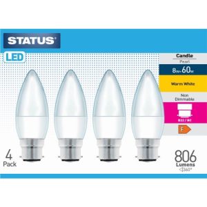 STATUS LED CANDLE BC 8W=60W=806L OP WW 4PACK