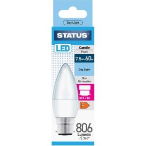 STATUS LED CANDLE 8W=806LM.=60W BC DIM OP DL