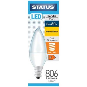STATUS LED CANDLE SES 8W=806LM.=60W OP W/W