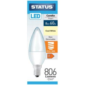 STATUS LED CANDLE SES 8W=806LM.=60W OP COOL WHITE