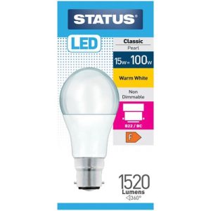STATUS LED GLS A70 15W=1520L=100W BC OPAL W/W