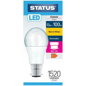 STATUS LED GLS 13W=100W BC DIM OP WW