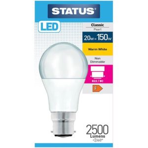 STATUS LED GLS 20W=2500L=150W BC OPAL W/W