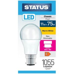 STATUS LED GLS A60 11W=1055L=75W BC OPAL W/W