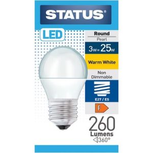 STATUS LED GOLFBALL 3W=275L=25W ES OPAL W/W