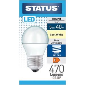 STATUS LED GOLFBALL 5W=470L=40W ES OPAL COOL WHITE