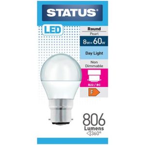 STATUS LED GOLFBALL 8W=806L=60W BC OPAL DL