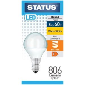 STATUS LED GOLFBALL 8W=806L=60W SES OPAL W/W