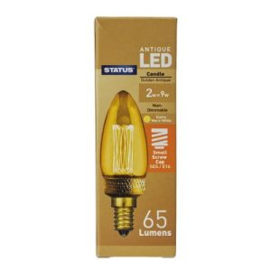 STATUS RN1 CANDLE SES 2W=9W=65LM LED ANTIQUE GOLD