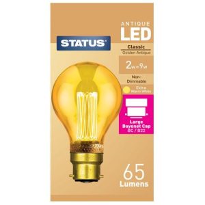 STATUS RN1 GLS BC 2W=9W=65LM LED ANTIQUE GOLD