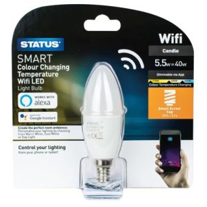 STATUS SMART LED CANDLE 5.5W=40W=470LM. SES DIM CCT PEARL