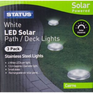 STATUS CAIRNE LED SOLAR PATH/DECK LIGHTS 3PK