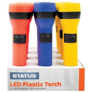 STATUS COLOURED PLASTIC TORCH - 12PK