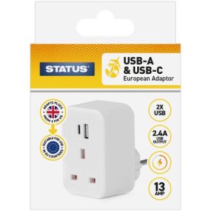 EUROPEAN TRAVEL ADAPTOR - USB-A X USB-C CHARGING PORT