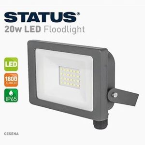 STATUS (PRE-WIRED) 20W=1800LM LED FLOODLIGHT 6400K GREY