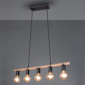 TRIO EINAR - R30605032  WOOD AND BLACK METAL PENDA
