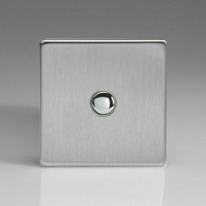 VARILIGHT 1G BRUSHED STEEL SLAVE SCREWLESS FLATPLATE TOUCH/REMOTE LED DIMMER
