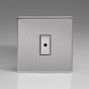 VARILIGHT 1G BRUSHED STEEL MASTER SCREWLESS FLATPLATE TOUCH/REMOTE LED DIMMER