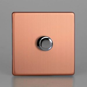 VARILIGHT BRUSHED COPPER SCREWLESS 1G LED DIMMER