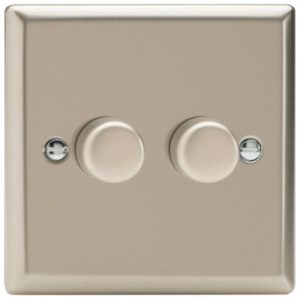 VARILIGHT SATIN CHROME 2G 2X120W LED DIMMER