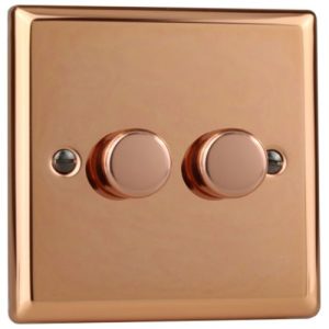 VARILIGHT POLISHED COPPER 2G LED DIMMER SWITCH