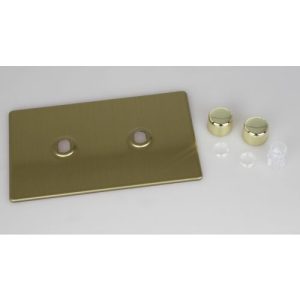 VARILIGHT 2G BRUSHED BRASS TWIN DIMMER PLATE