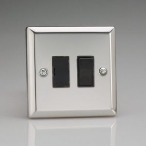 VARILIGHT MIRROR CHROME SWITCHED FUSED SPUR (BLACK INS)