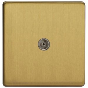 VARILIGHT BRUSHED BRASS SCREWLESS 1G COAX SOCKET
