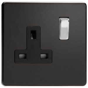 VARILIGHT 1G 13A PREMIUM BLACK SWITCHED SOCKET