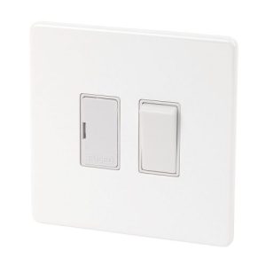 VARILIGHT SWITCHED FUSED SPUR WHITE SCREWLESS FACE PLATE