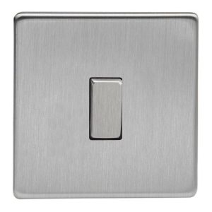 BRUSHED STEEL 1G 2W SCREWLESS SWITCH