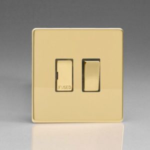 VARILIGHT POLISHED BRASS SCREWLESS 13A SWITCHED SPUR