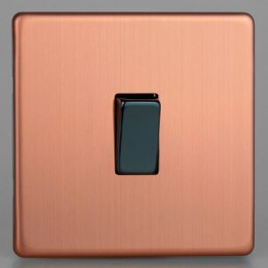 VARILIGHT BRUSHED COPPER SCREWLESS 1G 2W SWITCH